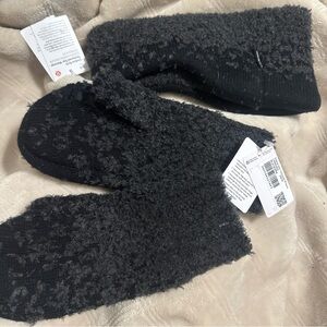 New Lululemon Ombre Knit Textured Ear Warmer OS Black Grey Xs / S Mitten Set T16